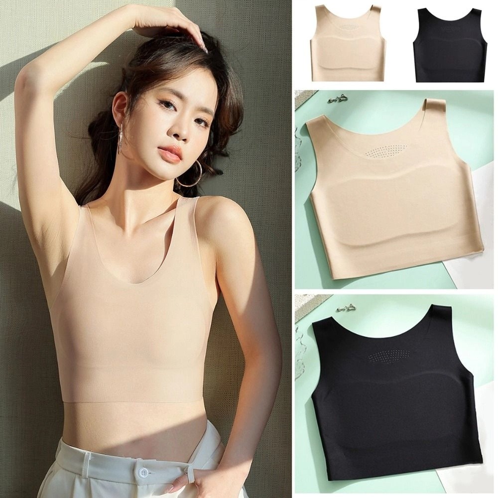 Women Ice Silk Seamless Wirele - Plunge Bra Push Up review and price