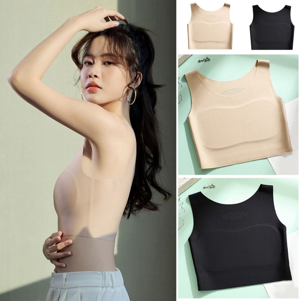 Women Ice Silk Seamless Wirele - Plunge Bra Push Up review and price